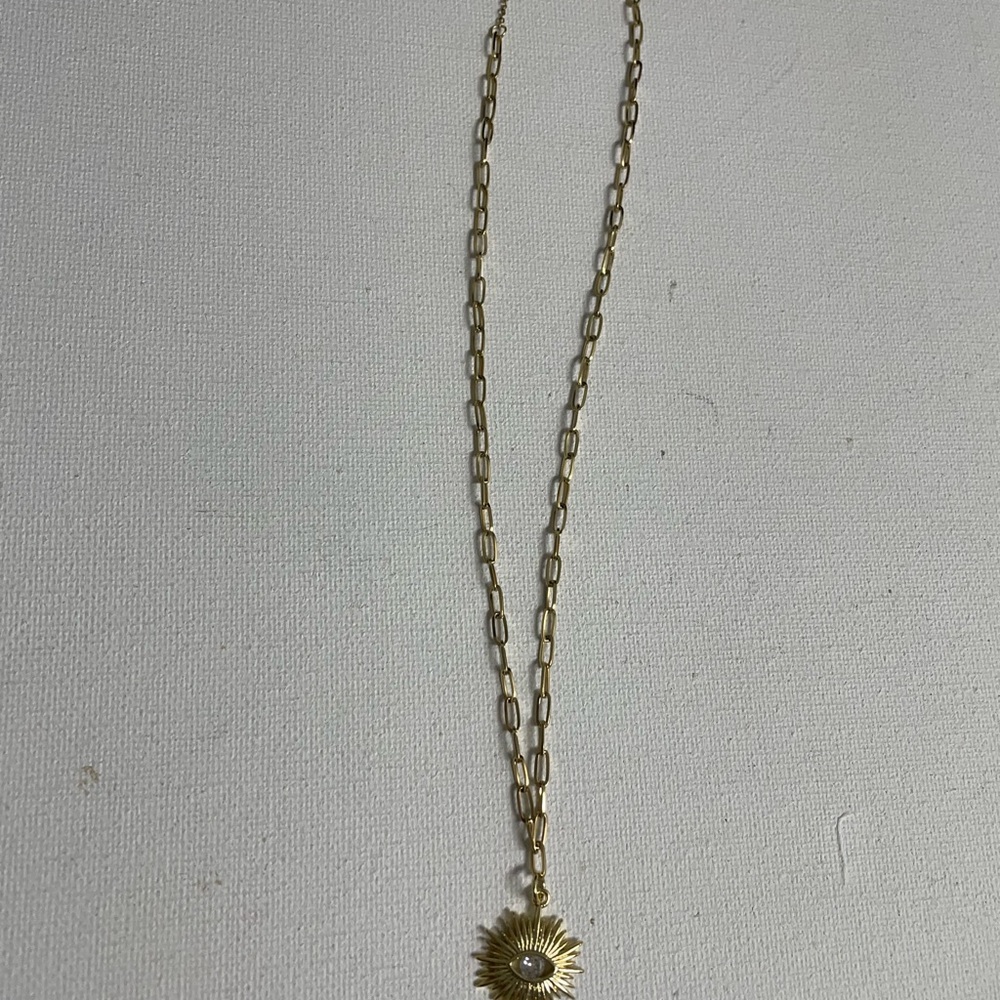 Gold Sunburst Pendant Necklace